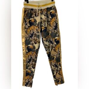 Victorious Gold/Jungle Floral Joggers - Size Medium EUC. Pockets, Drawstring